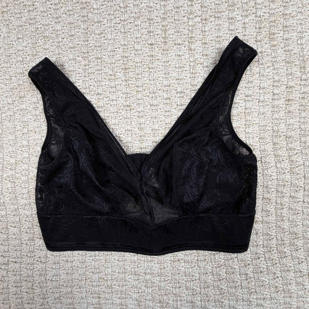 Wacoal Lace Bralette Womens 34 Black Sheer Floral Wireless Unlined 810340